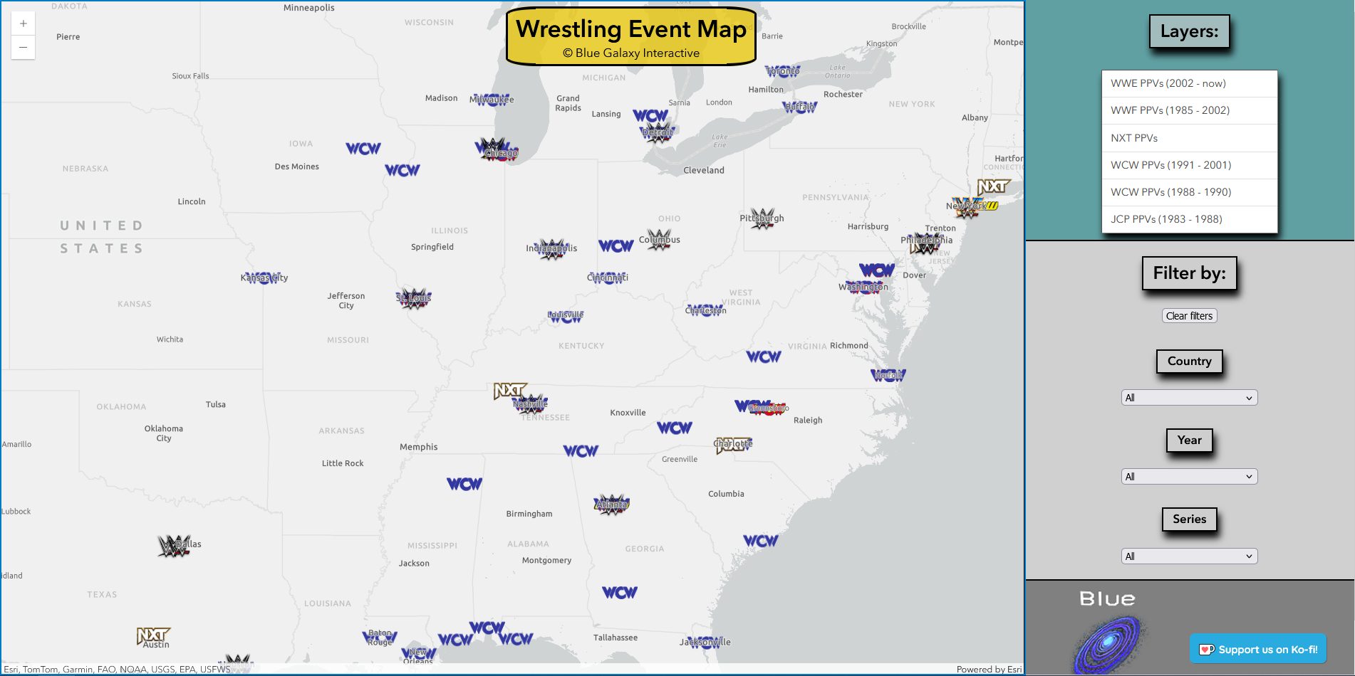Wrestling Event Map